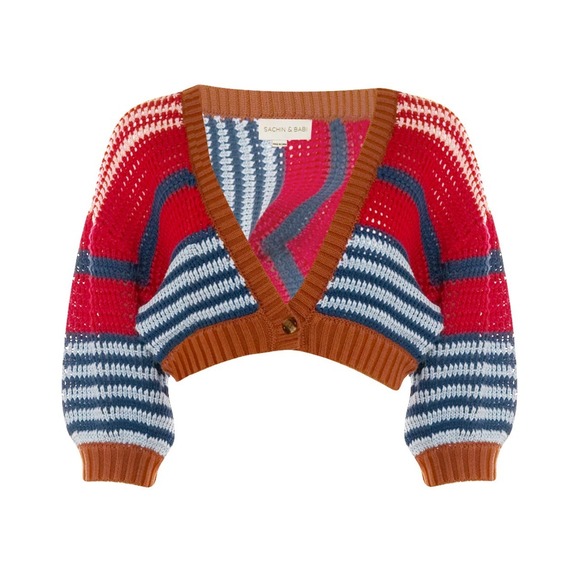 Sachin & Babi NEW Knit Penny Cardigan Multicolor Stripe Size S ‎ MSRP $265 - Picture 1 of 5